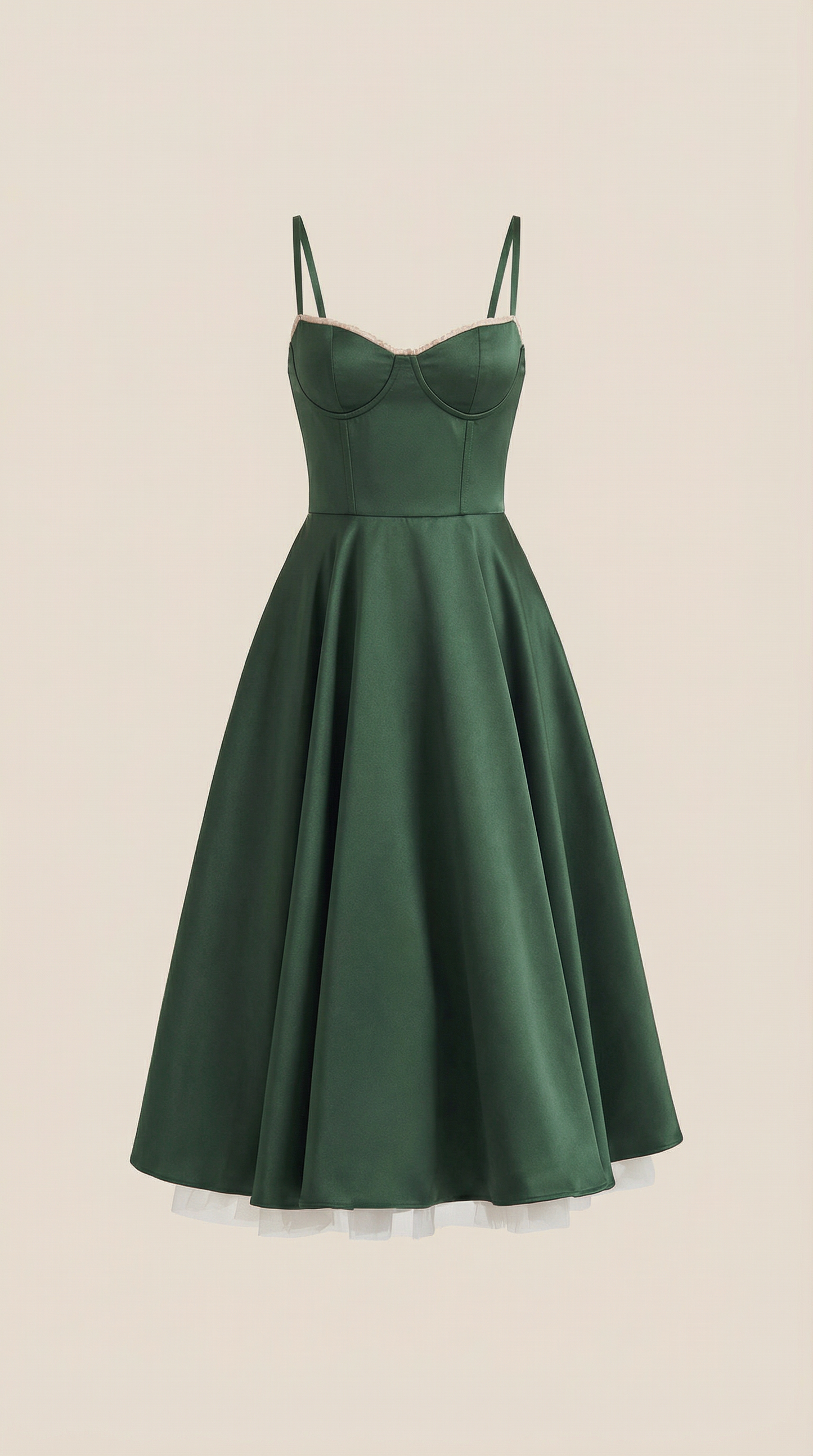 Abito Midi Donna in Tulle con Scollo a Cuore