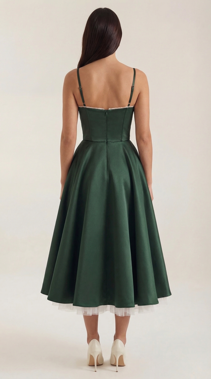 Abito Midi Donna in Tulle con Scollo a Cuore