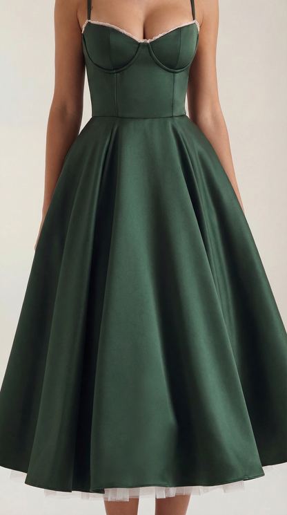 Abito Midi Donna in Tulle con Scollo a Cuore
