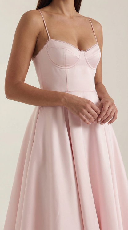 Abito Midi Donna in Tulle con Scollo a Cuore