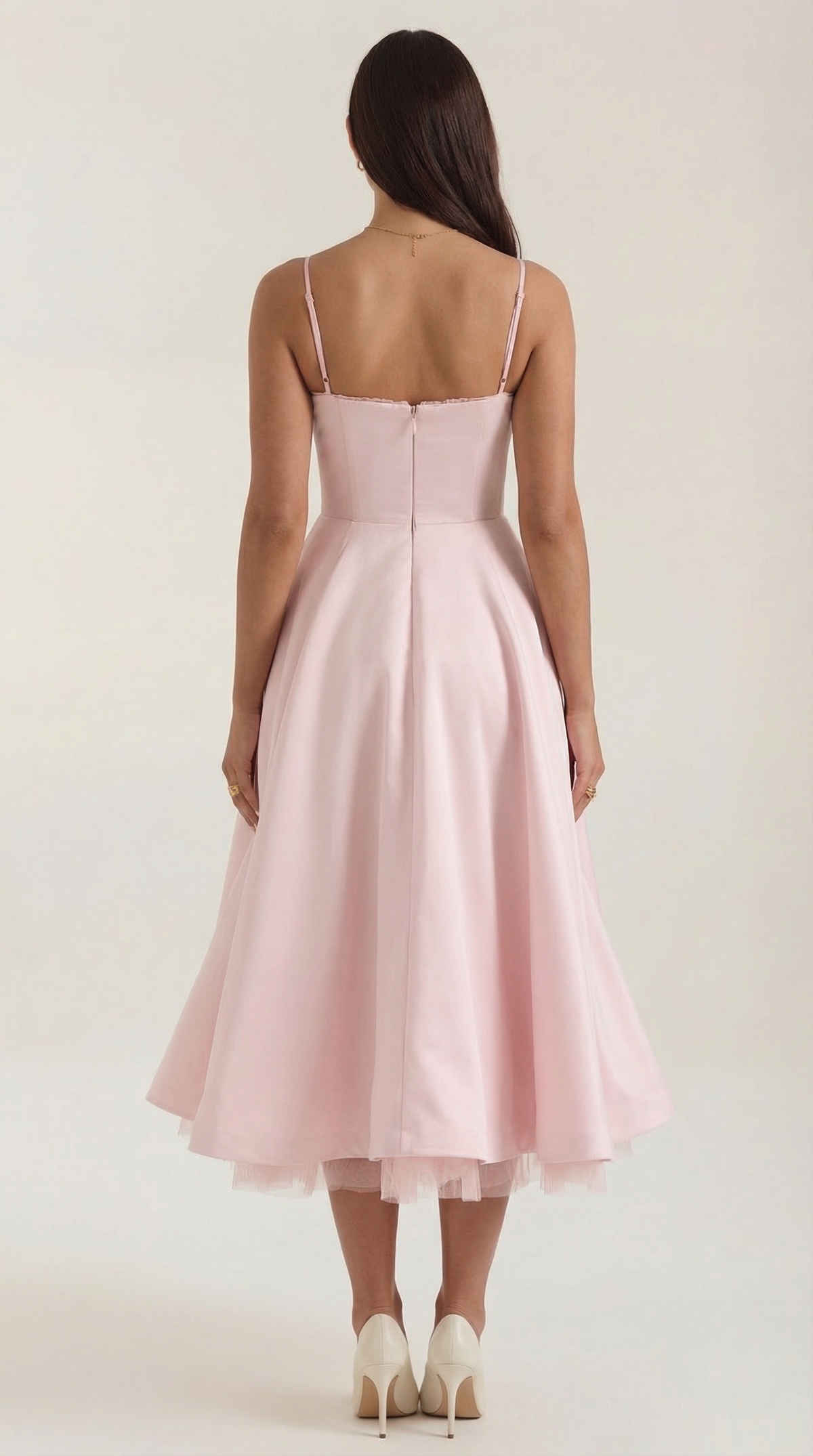 Abito Midi Donna in Tulle con Scollo a Cuore