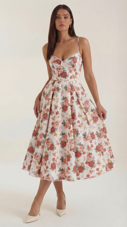Abito Midi Donna in Tulle con Scollo a Cuore