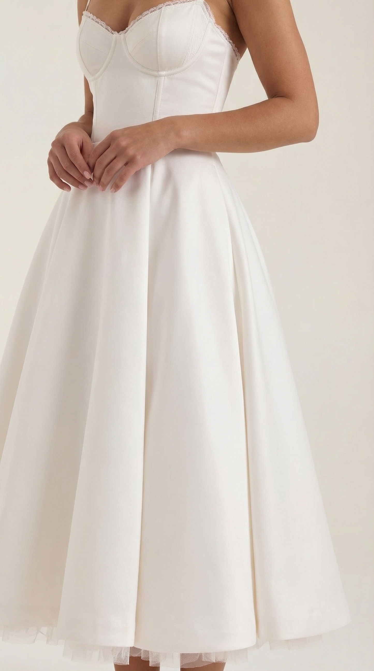 Abito Midi Donna in Tulle con Scollo a Cuore
