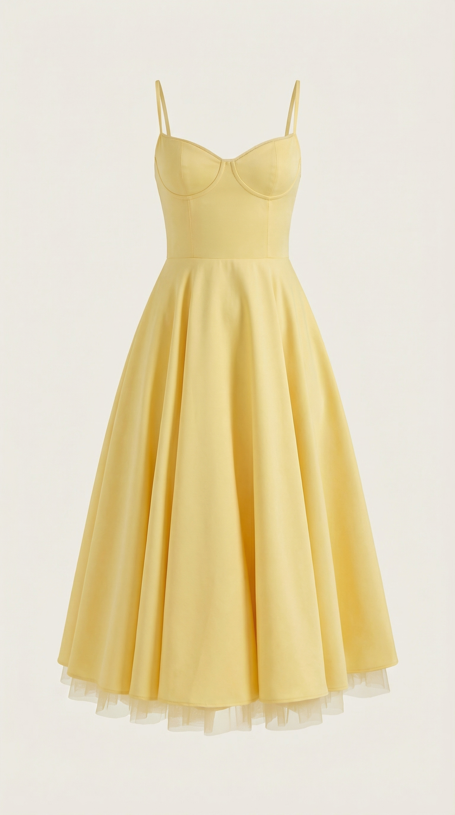 Abito Midi Donna in Tulle con Scollo a Cuore
