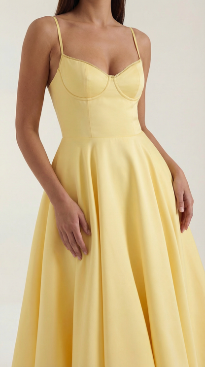 Abito Midi Donna in Tulle con Scollo a Cuore