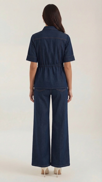 Pantaloni Donna in Denim a Vita Regolabile