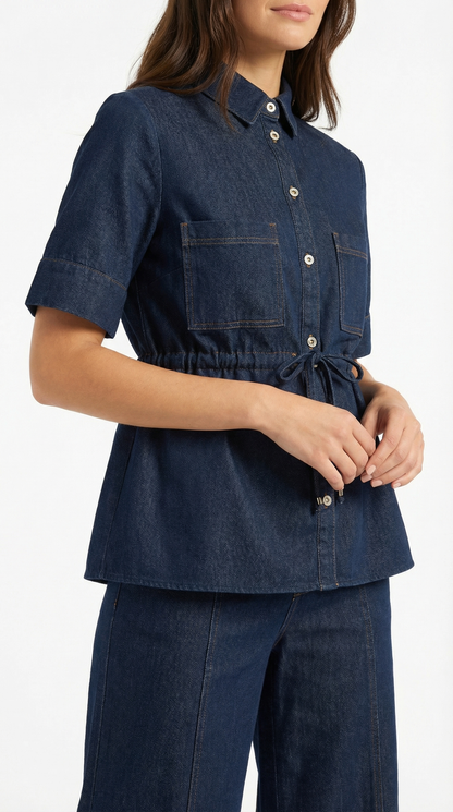 Top Donna in Denim con Colletto