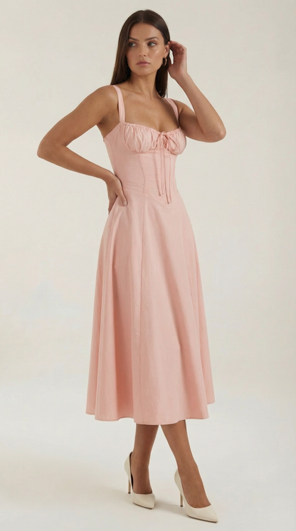Abito Midi Donna con Allacciatura
