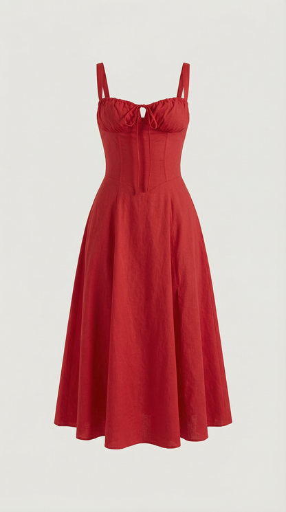 Abito Midi Donna con Allacciatura