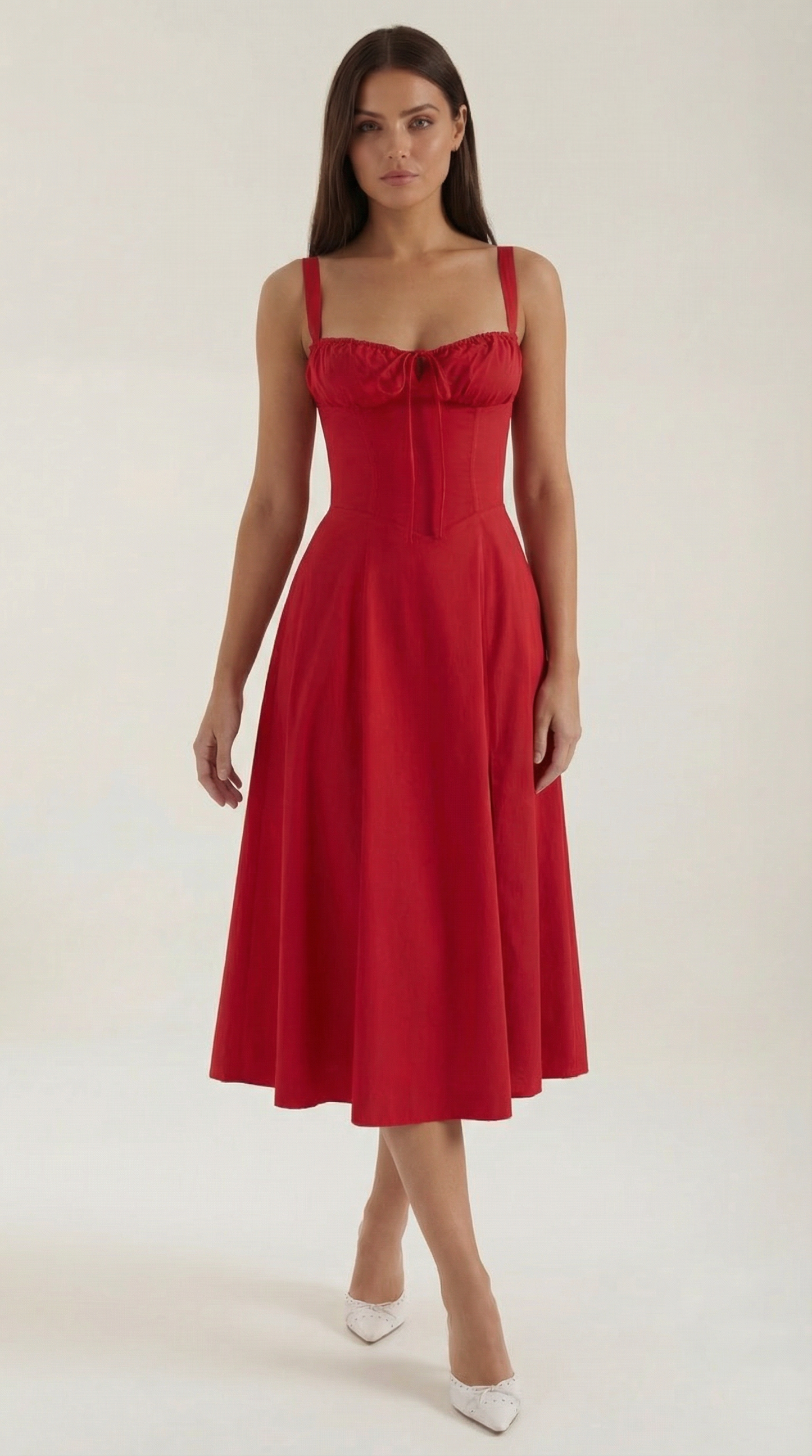 Abito Midi Donna con Allacciatura