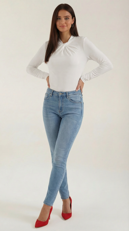 Blusa Donna con Nodo al Collo