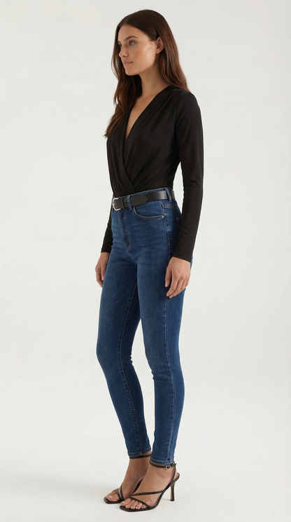 Body Donna con Scollo a V e Drappeggio