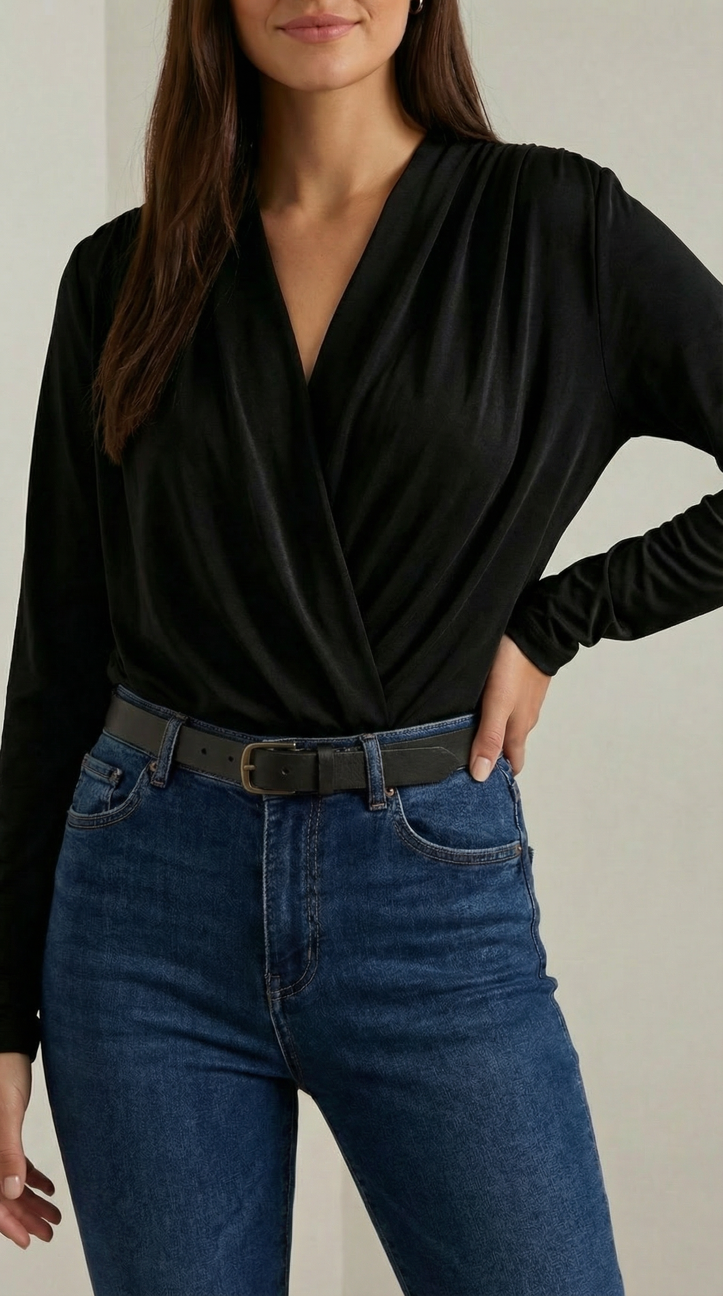 Body Donna con Scollo a V e Drappeggio