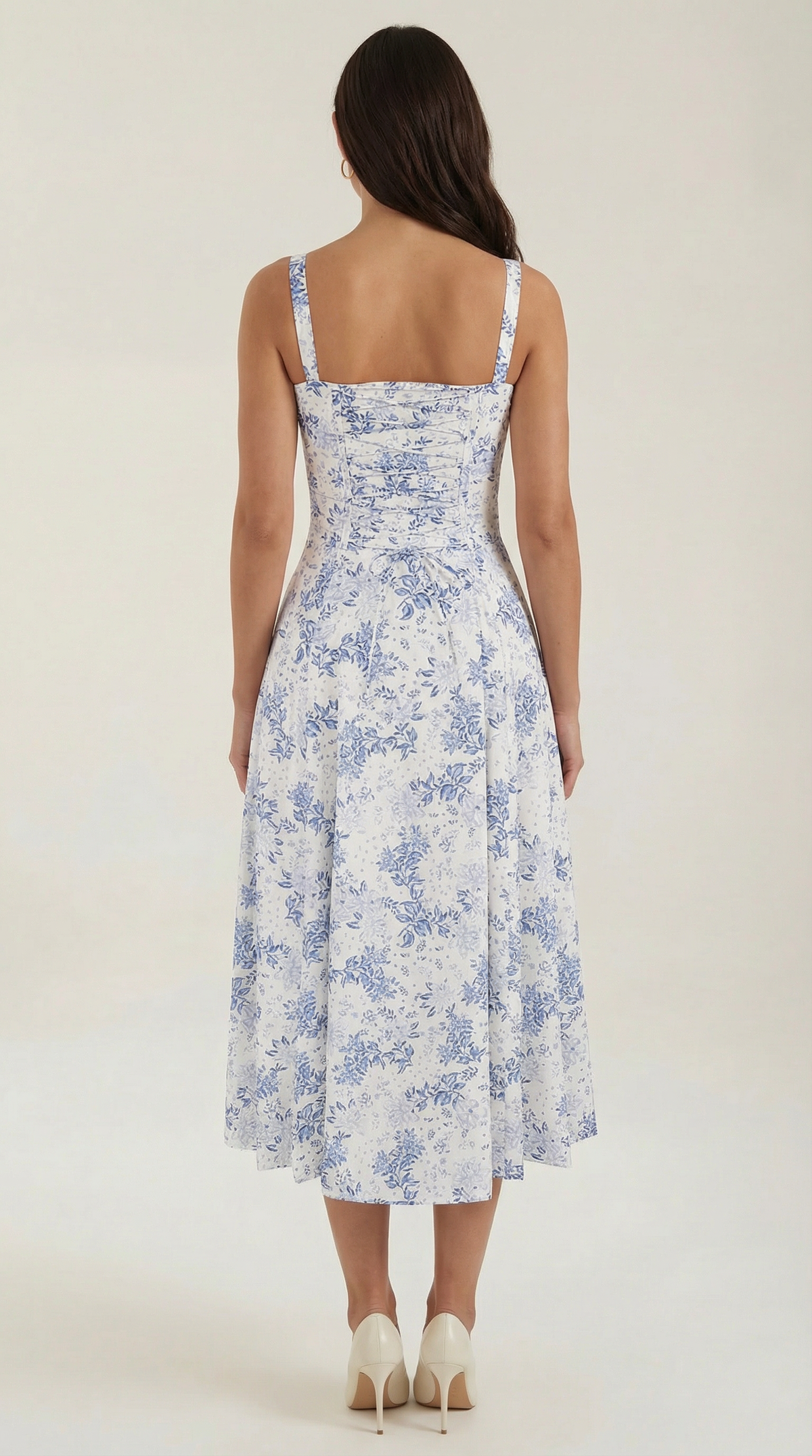 Abito Midi Donna Floreale con Lacci