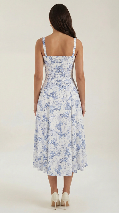 Abito Midi Donna Floreale con Lacci