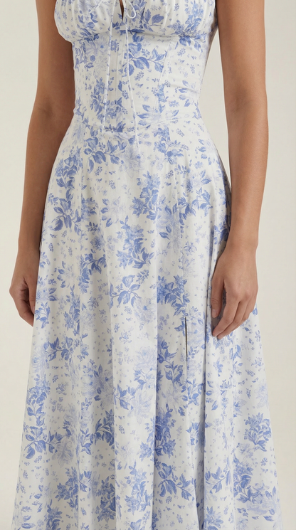 Abito Midi Donna Floreale con Lacci