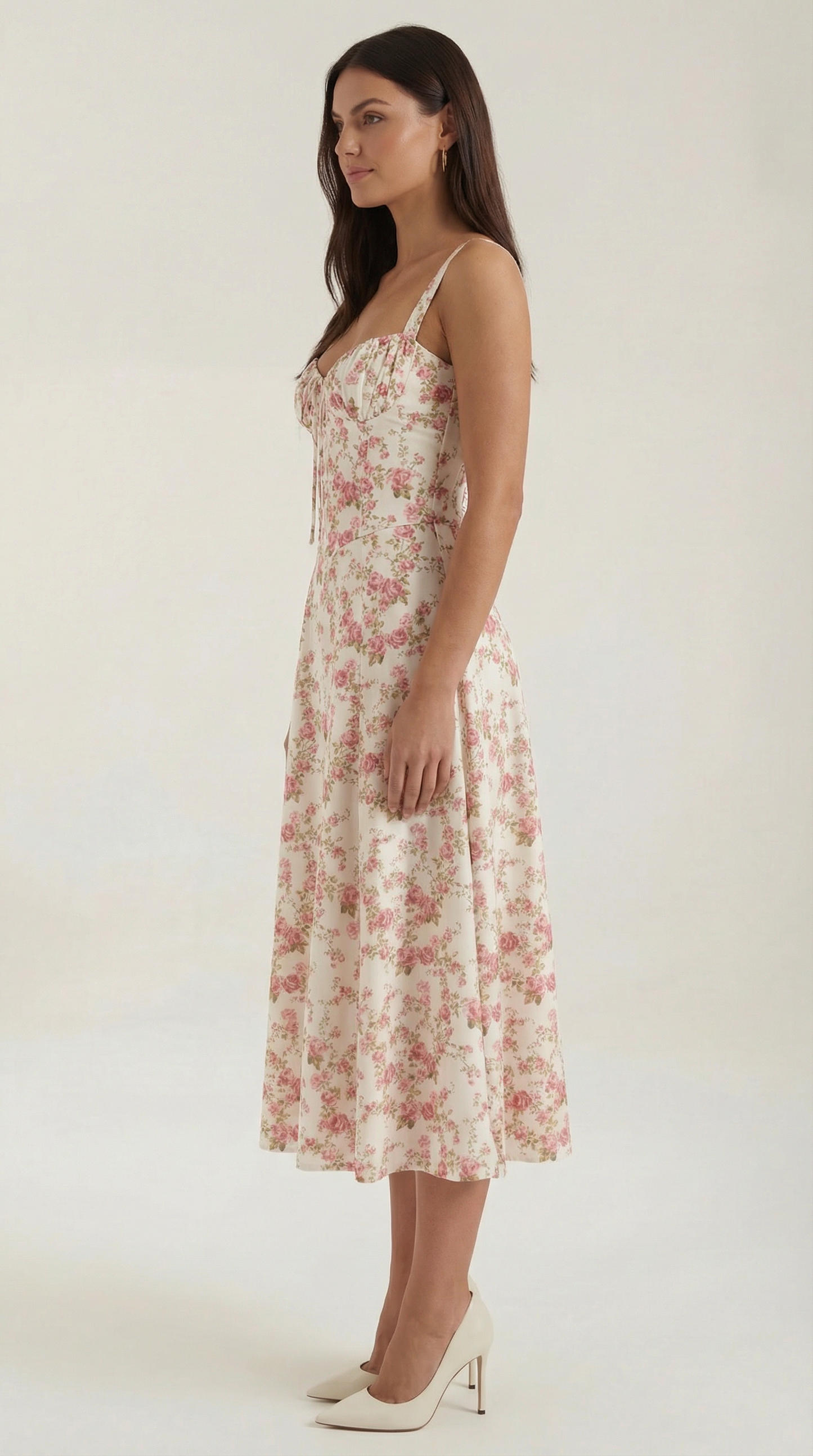 Abito Midi Donna Floreale con Lacci