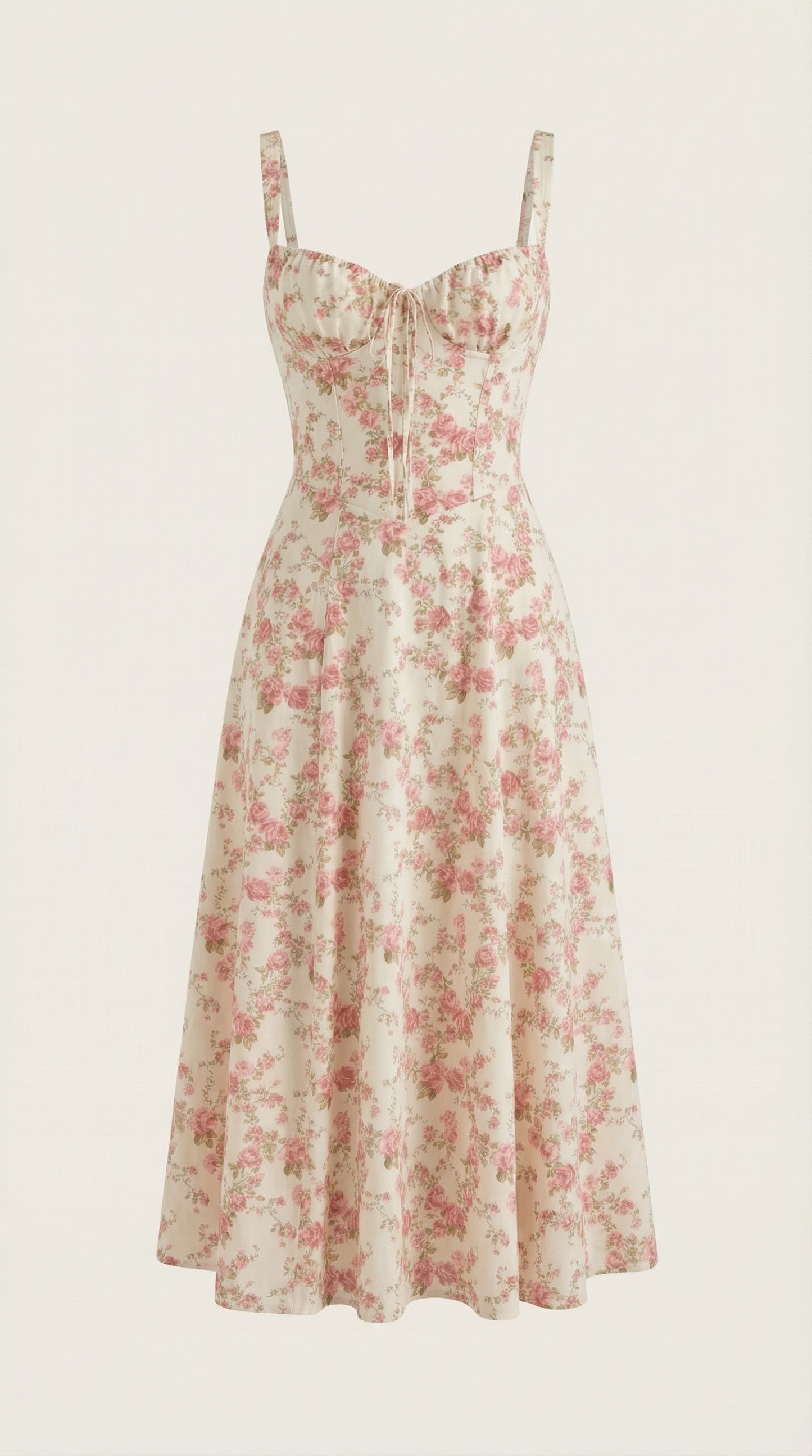 Abito Midi Donna Floreale con Lacci