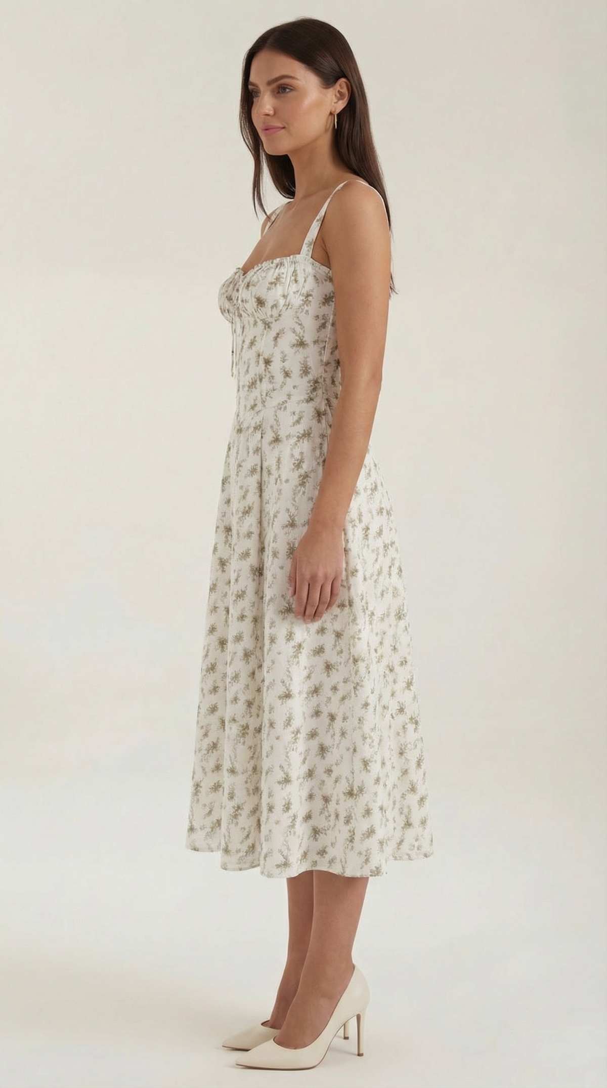 Abito Midi Donna Floreale con Lacci