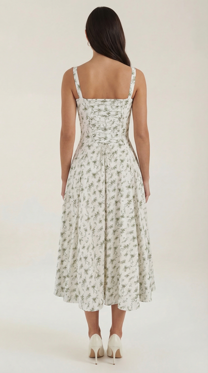 Abito Midi Donna Floreale con Lacci