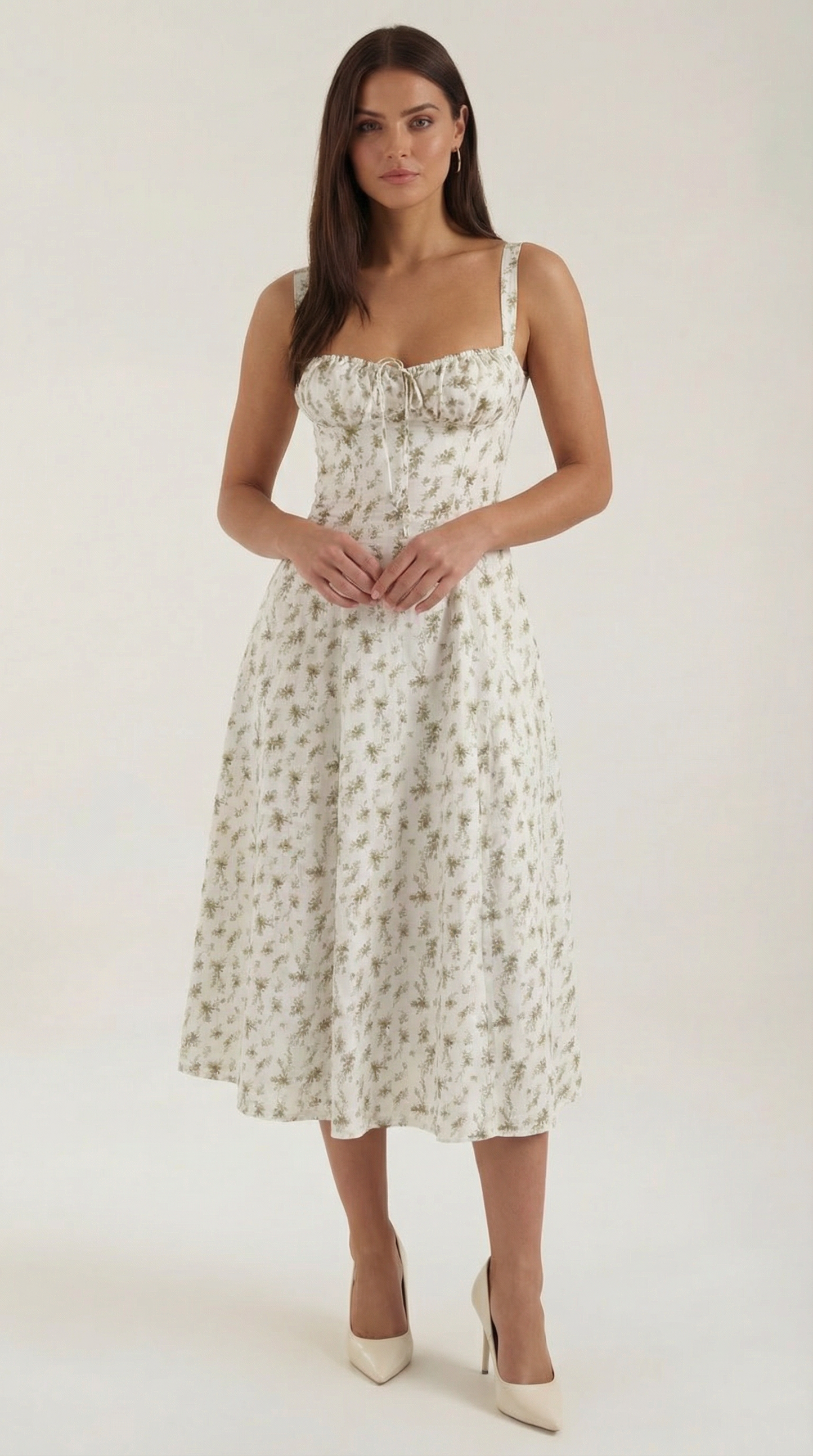 Abito Midi Donna Floreale con Lacci