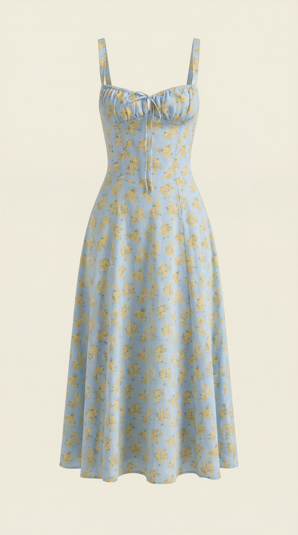 Abito Midi Donna Estivo con Scollo a Cuore