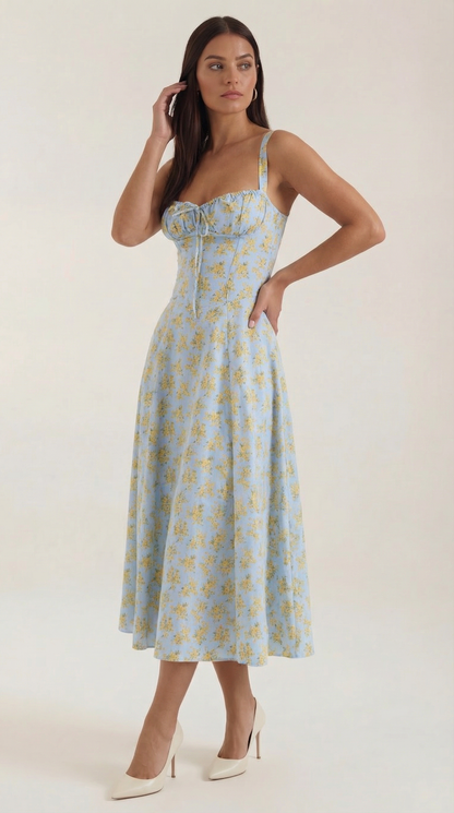 Abito Midi Donna Estivo con Scollo a Cuore