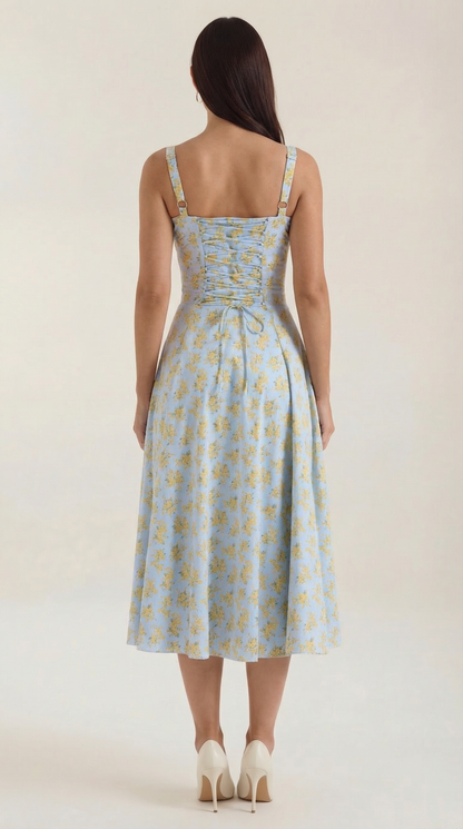 Abito Midi Donna Estivo con Scollo a Cuore