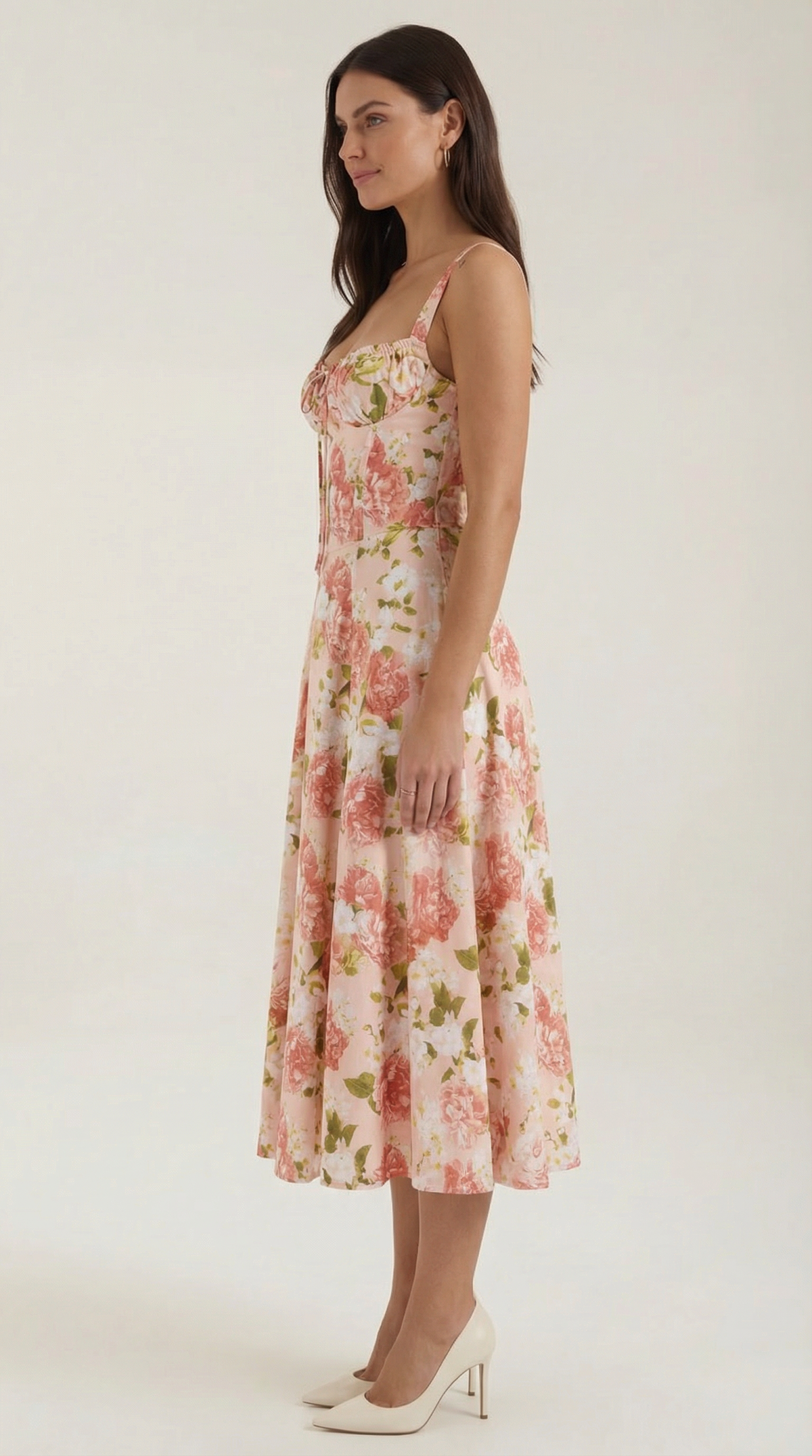 Abito Midi Donna Estivo con Scollo a Cuore