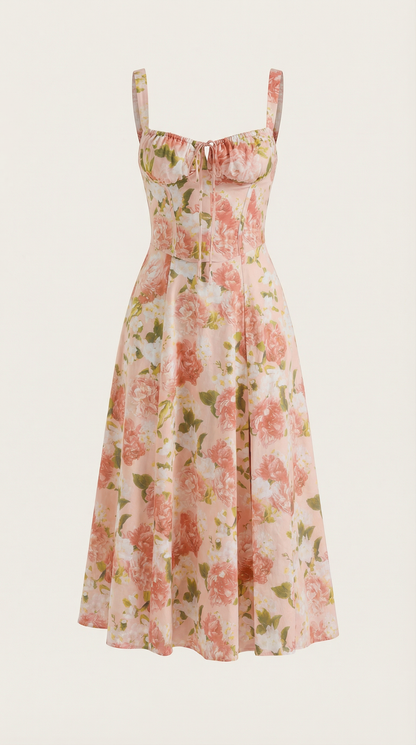 Abito Midi Donna Estivo con Scollo a Cuore