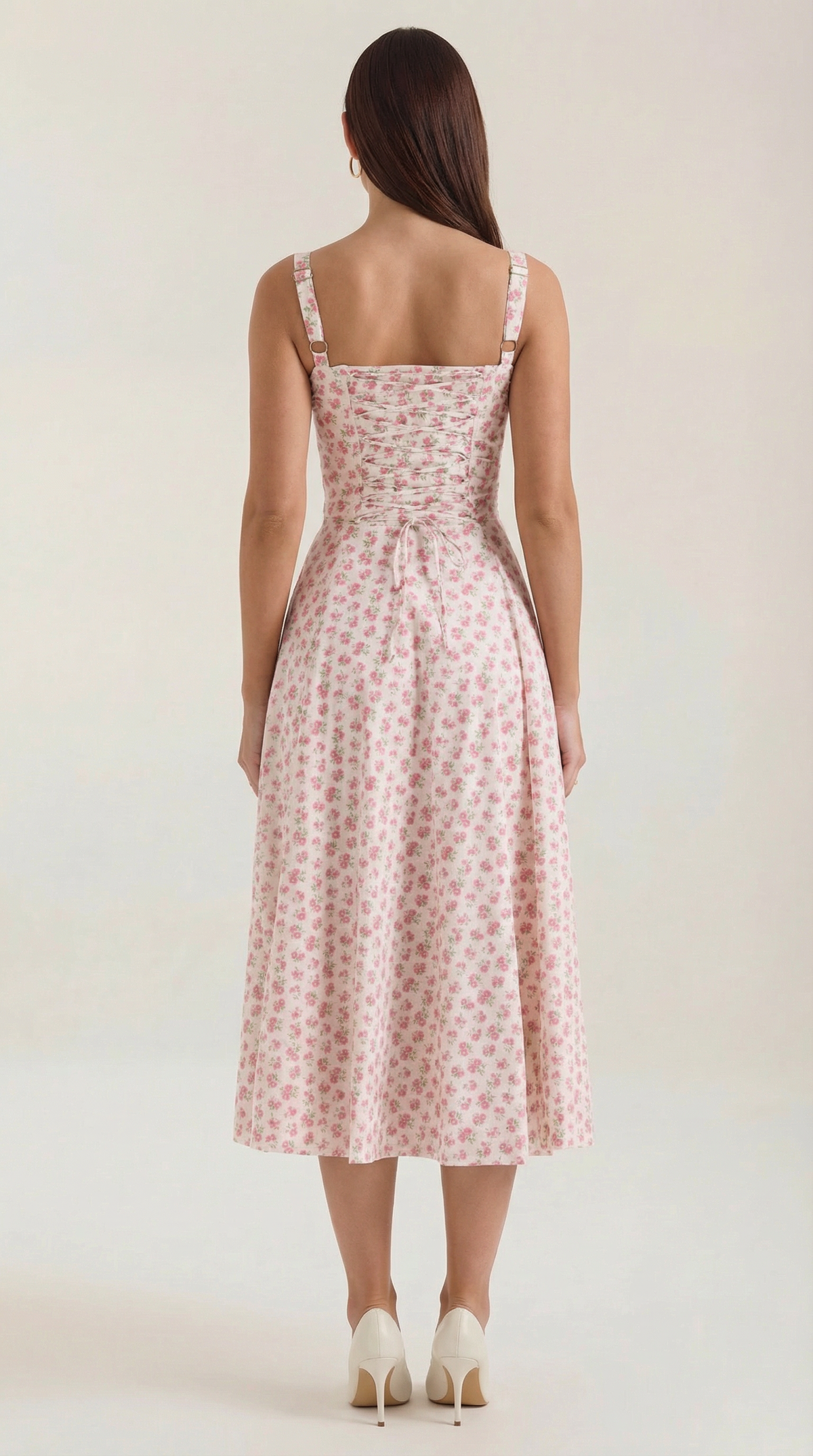 Abito Midi Donna Estivo con Scollo a Cuore
