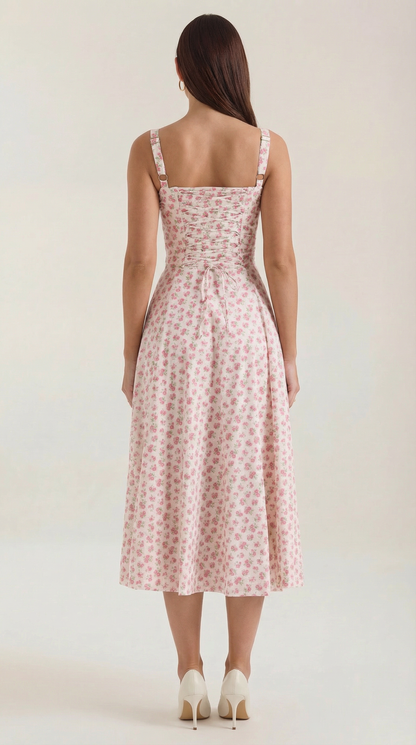 Abito Midi Donna Estivo con Scollo a Cuore