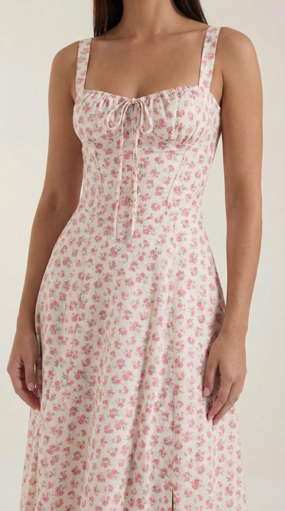 Abito Midi Donna Estivo con Scollo a Cuore