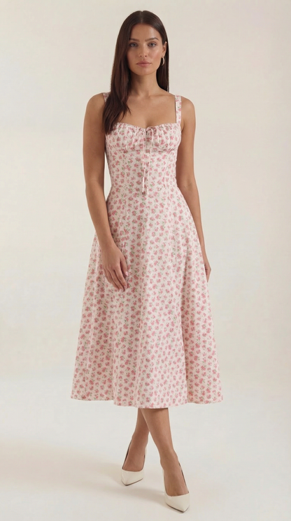 Abito Midi Donna Estivo con Scollo a Cuore