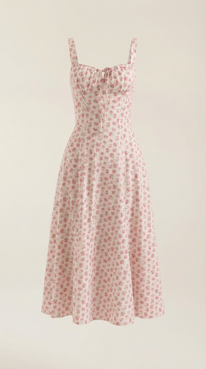 Abito Midi Donna Estivo con Scollo a Cuore