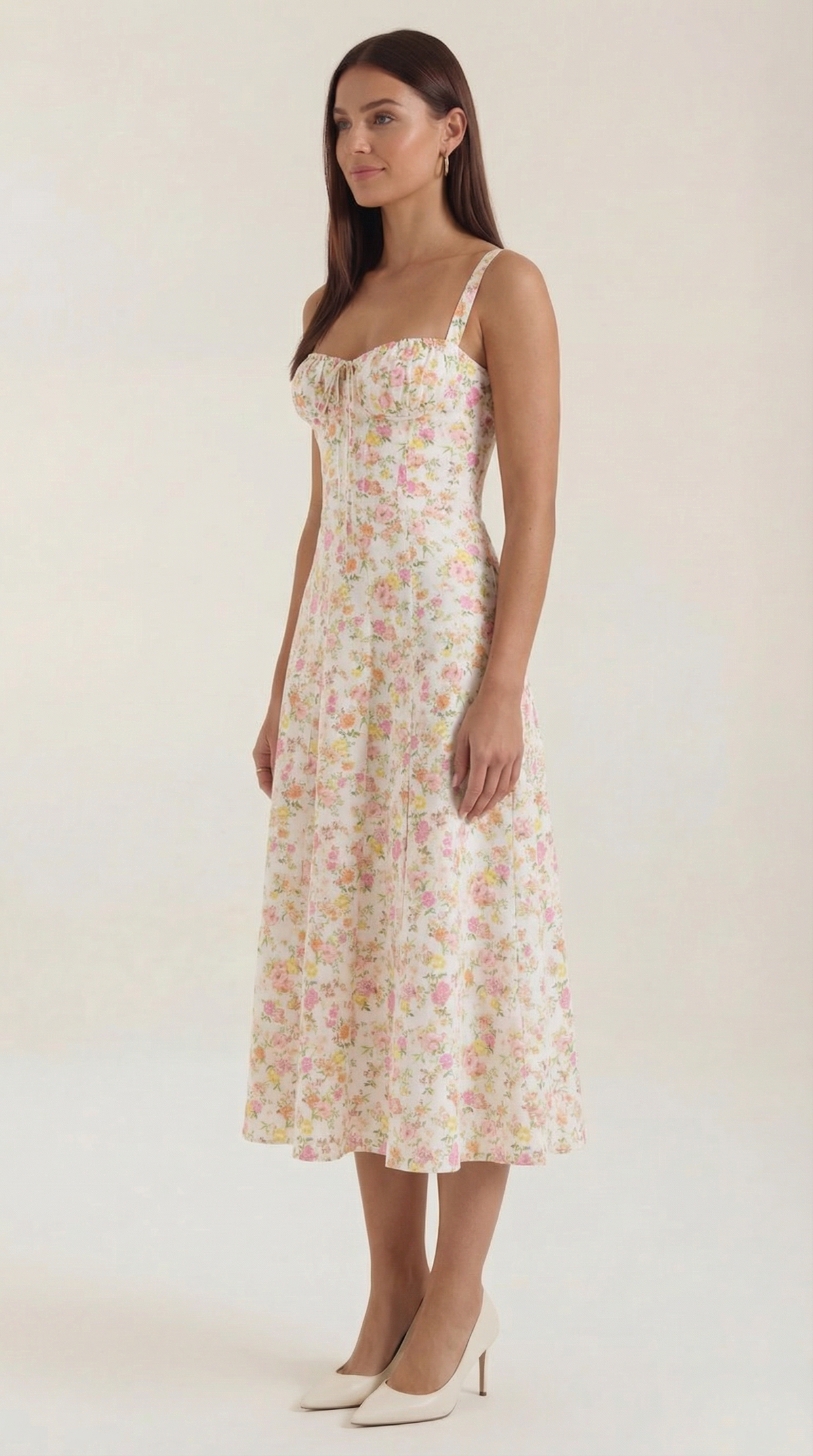 Abito Midi Donna Estivo con Scollo a Cuore