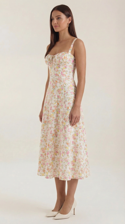 Abito Midi Donna Estivo con Scollo a Cuore