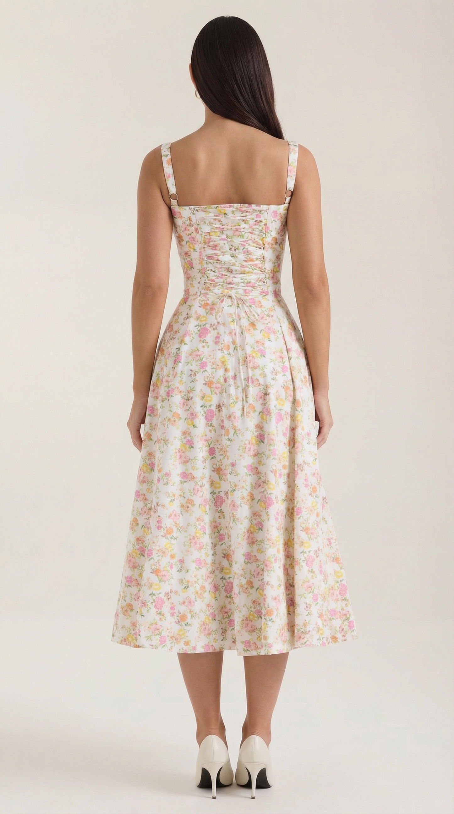 Abito Midi Donna Estivo con Scollo a Cuore