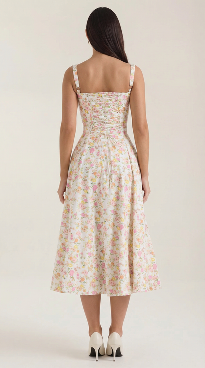 Abito Midi Donna Estivo con Scollo a Cuore