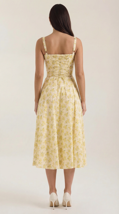 Abito Midi Donna Estivo con Scollo a Cuore