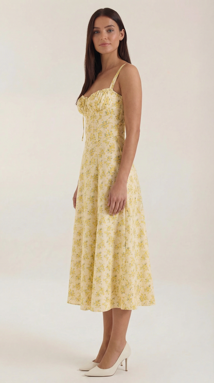 Abito Midi Donna Estivo con Scollo a Cuore