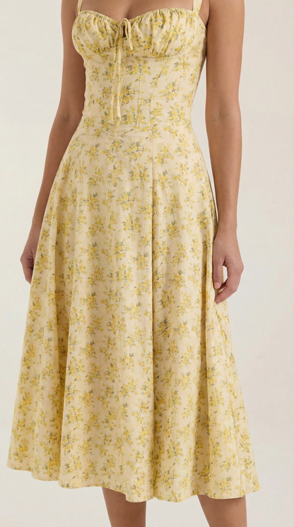 Abito Midi Donna Estivo con Scollo a Cuore