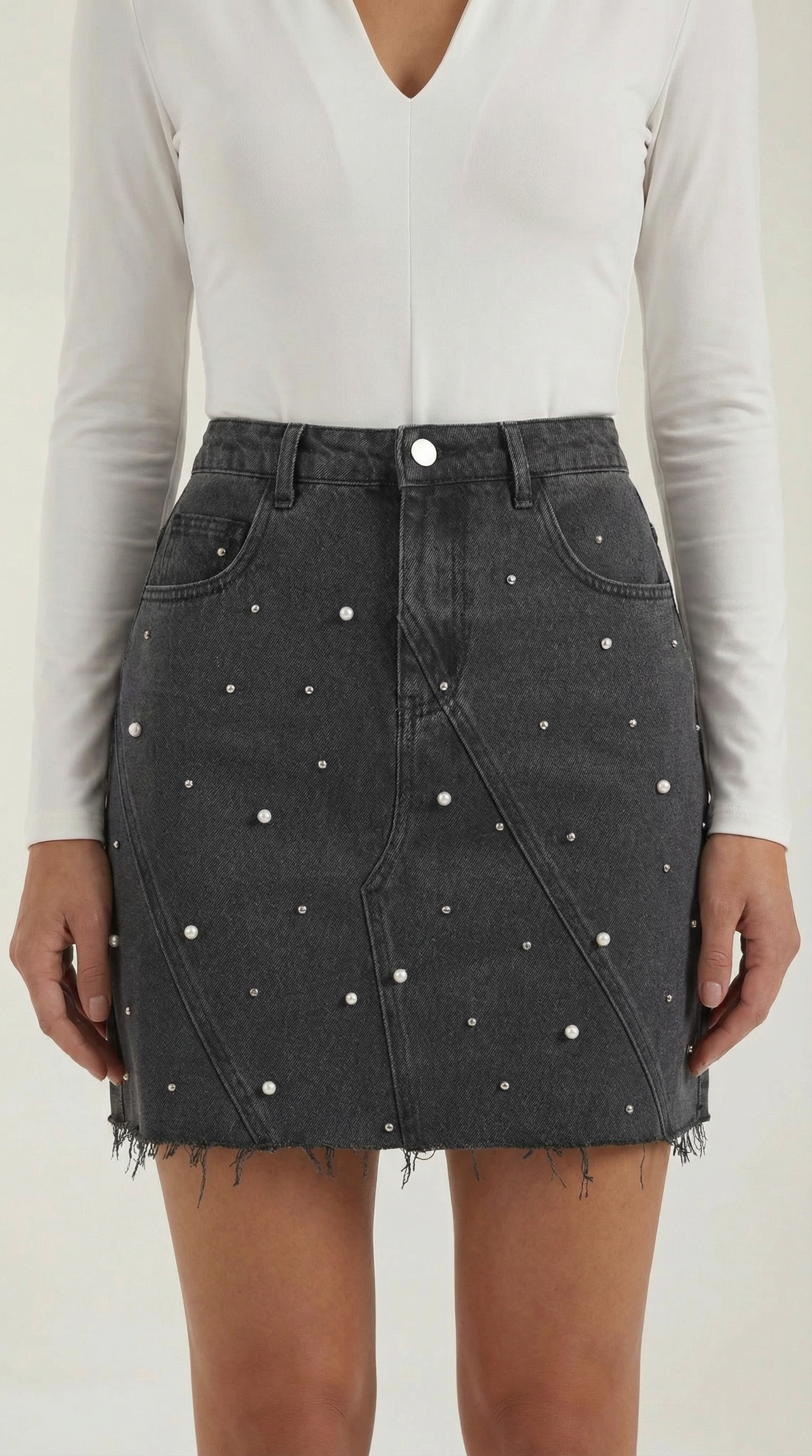 Gonna Donna in Denim con Perle