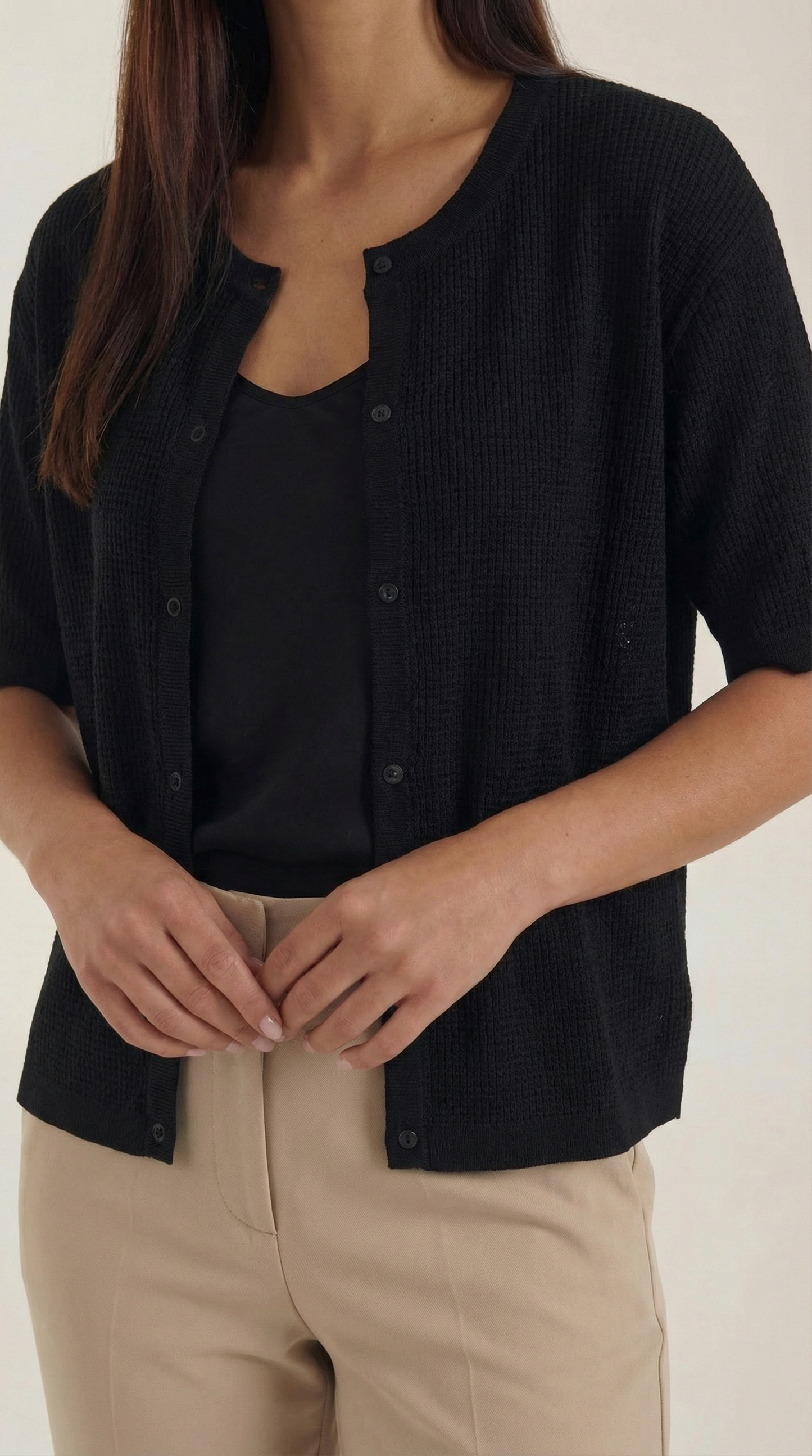 Cardigan Donna a Maniche Corte