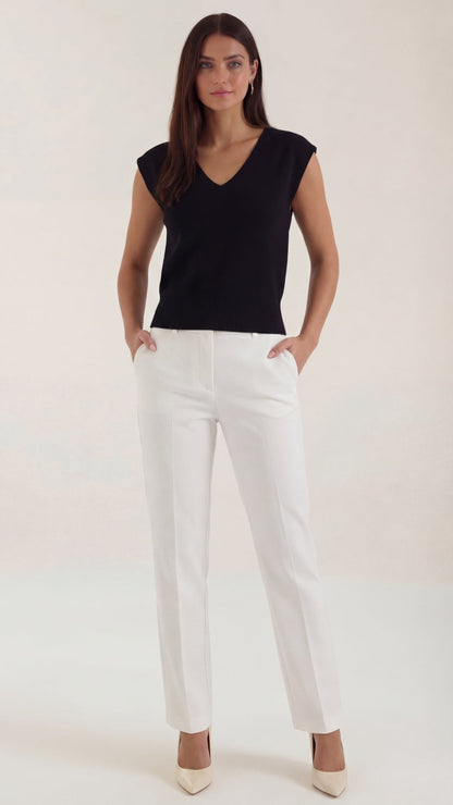 Top Donna a Costine con Scollo a V