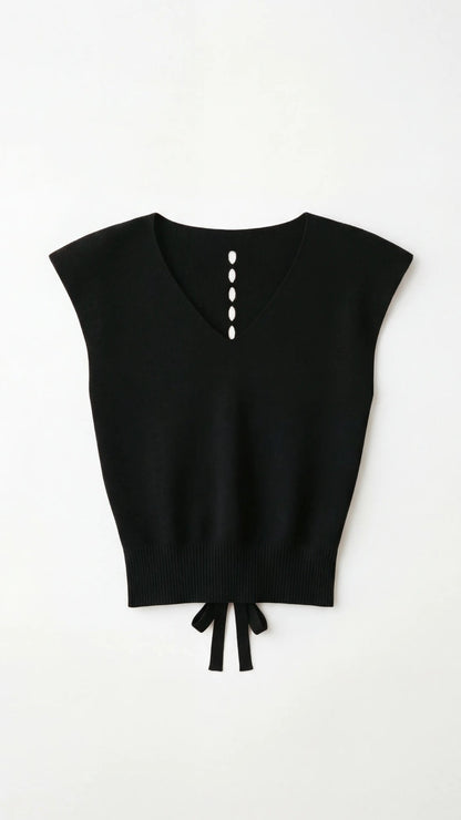 Top Donna a Costine con Scollo a V