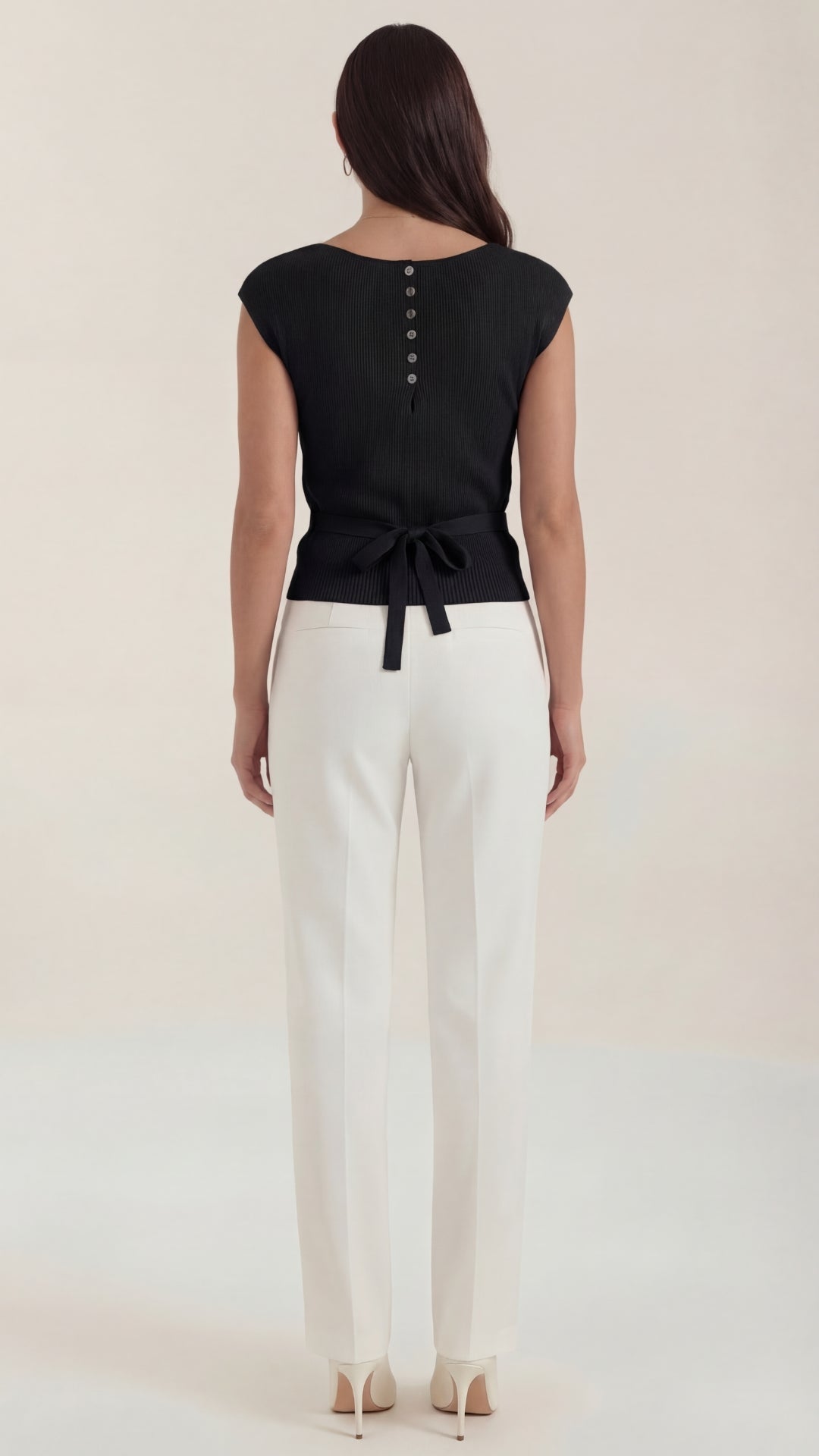 Top Donna a Costine con Scollo a V