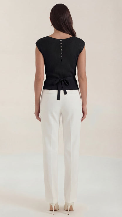 Top Donna a Costine con Scollo a V