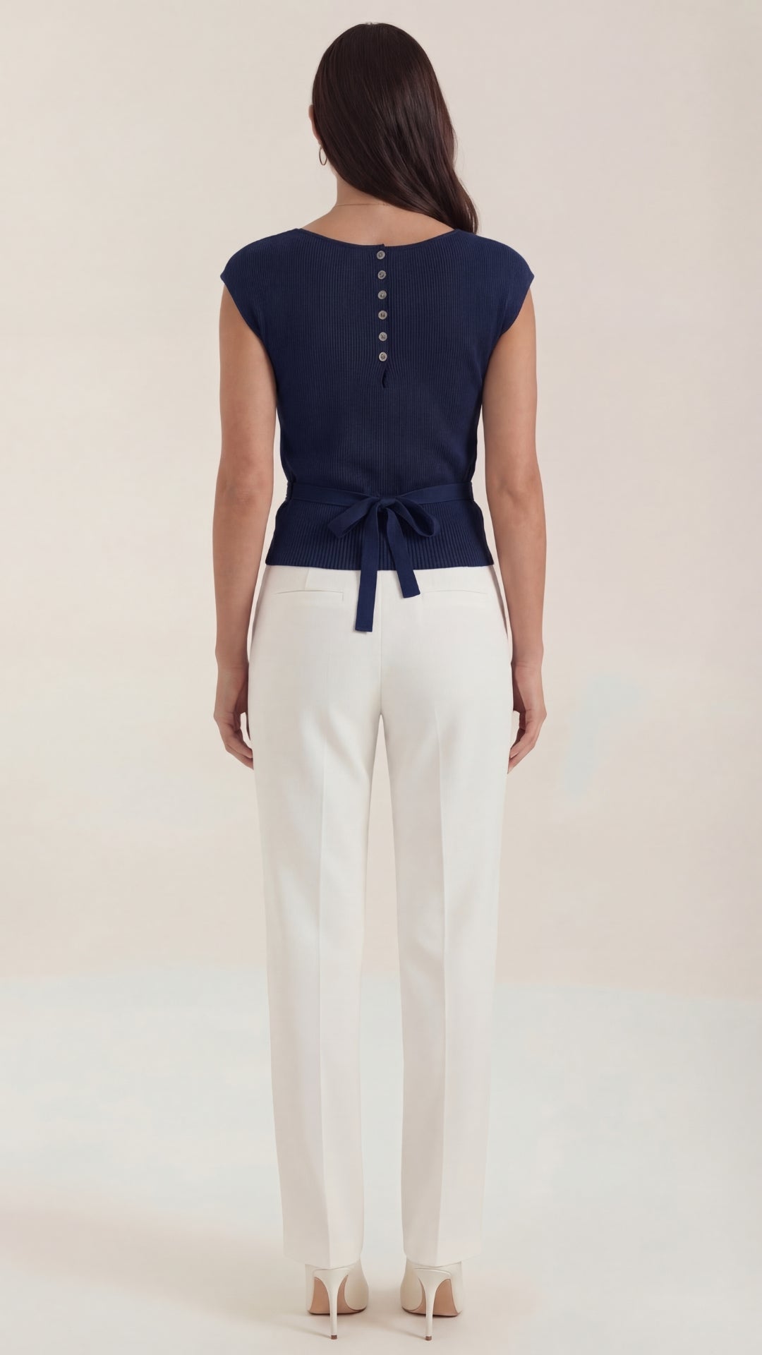 Top Donna a Costine con Scollo a V