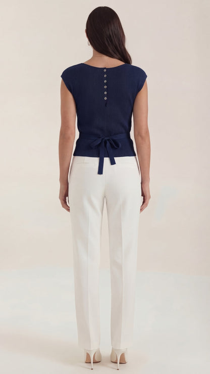 Top Donna a Costine con Scollo a V